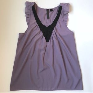 Purple Tank with Embroidered Black V-Neck - Small